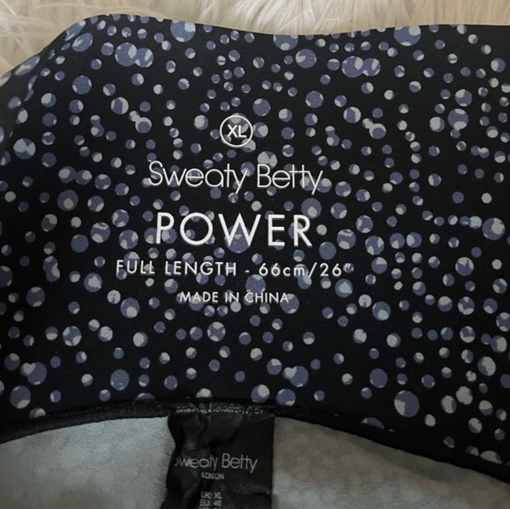 SWEATY BETTY Full Length High Waist Blk & Blue & White 'Celestial Dots' Power XL - Picture 10 of 11
